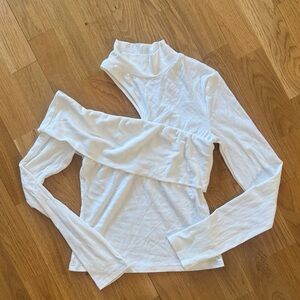 Commense White Asymmetrical Long Sleeve Top
